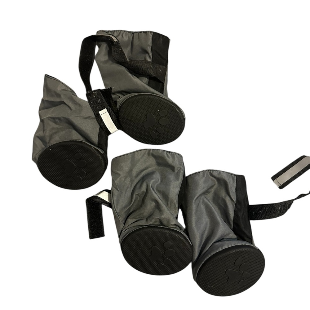 Gray Doggie Rain Snow Boots with Paw Print Soles